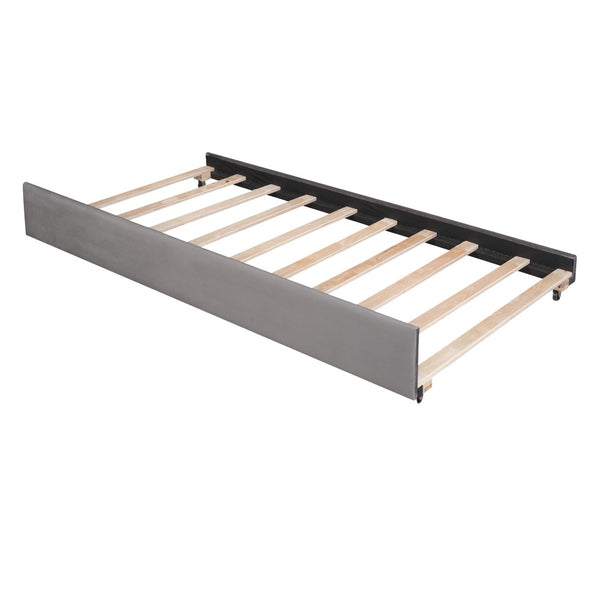 HomeRoots Gray Tufted Upholstered Twin Day Bed with Trundle – Versatile Seating and Sleep Solution for Any Room 590585