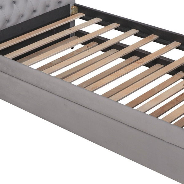 HomeRoots Gray Tufted Upholstered Twin Day Bed with Trundle – Versatile Seating and Sleep Solution for Any Room 590585