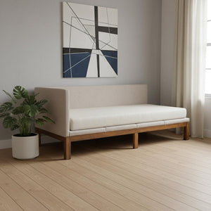 HomeRoots Beige Tufted Upholstered Twin Daybed - Stylish Multi-Use Seating & Sleeping Solution for Small Spaces 590591