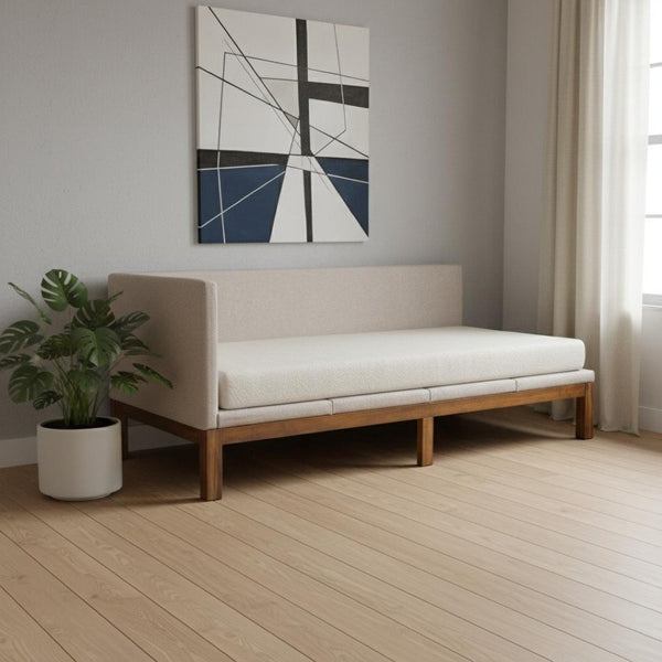 HomeRoots Beige Tufted Upholstered Twin Daybed - Stylish Multi-Use Seating & Sleeping Solution for Small Spaces 590591