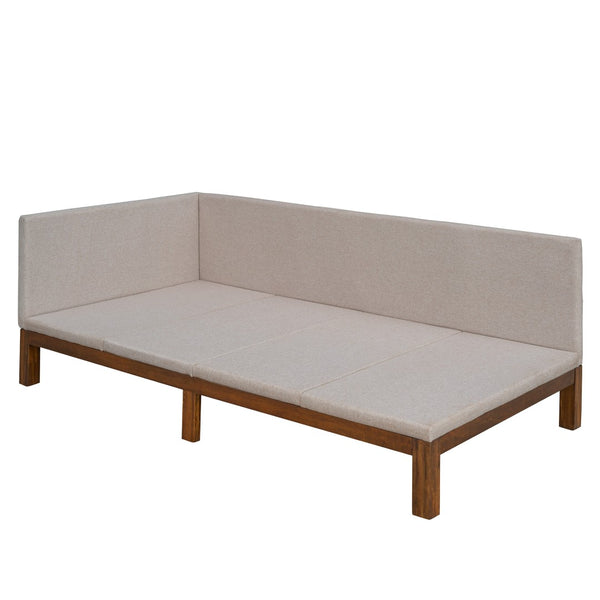 HomeRoots Beige Tufted Upholstered Twin Daybed - Stylish Multi-Use Seating & Sleeping Solution for Small Spaces 590591