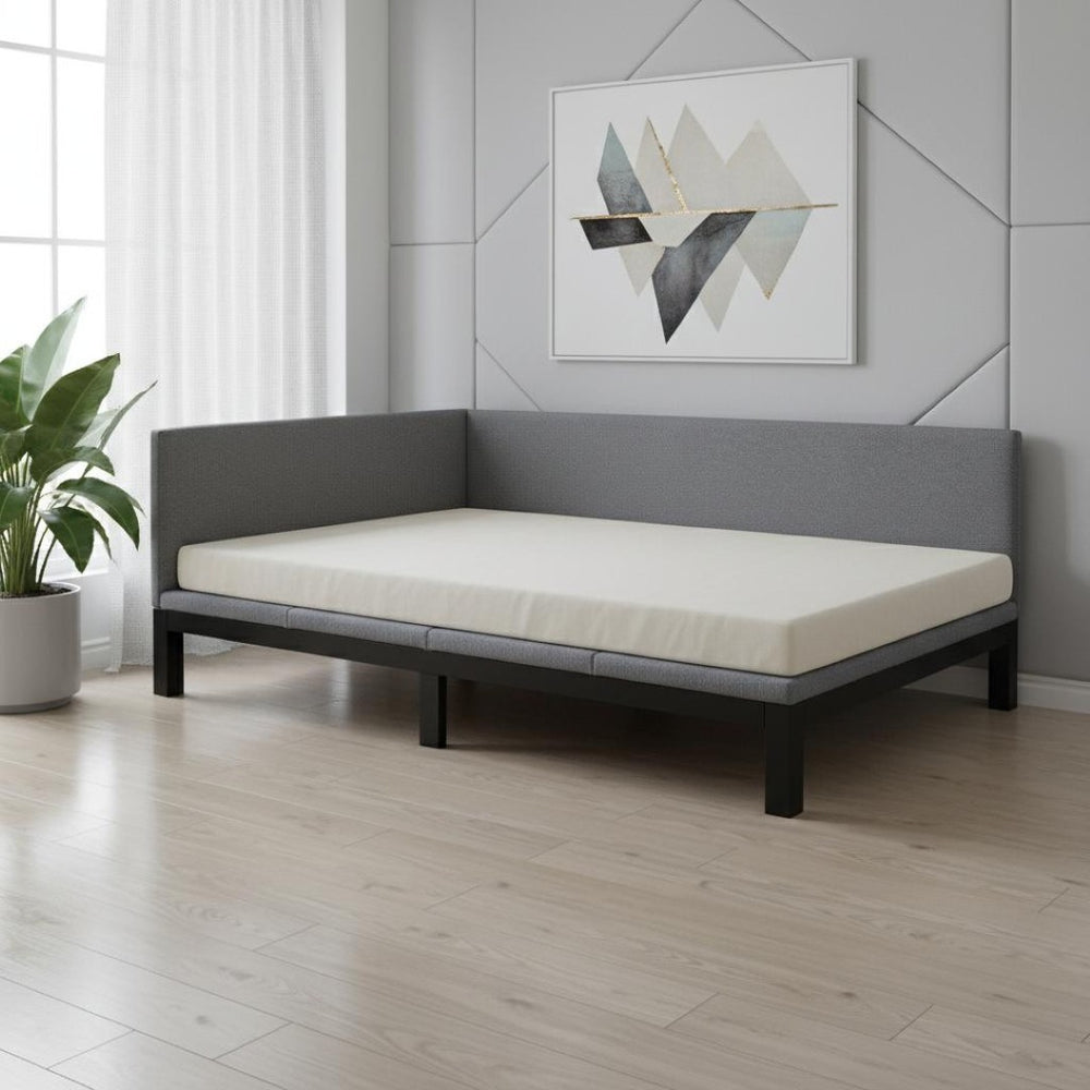 HomeRoots Gray Tufted Upholstered Full Daybed - Stylish Convertible Seating & Sleeping Solution for Small Spaces 590595