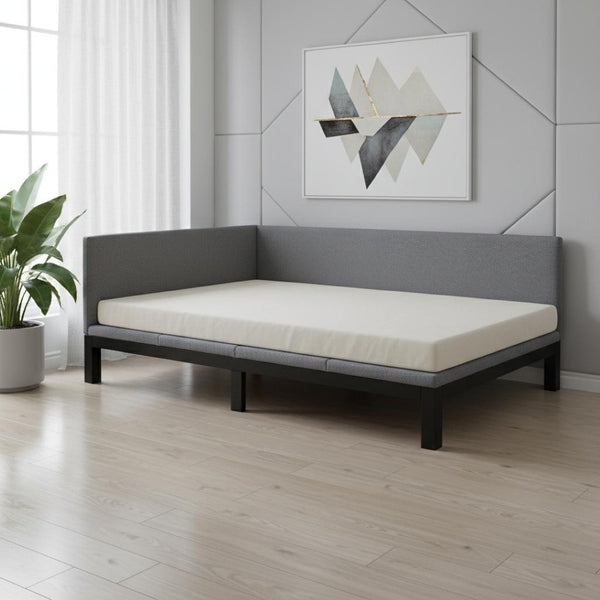 HomeRoots Gray Tufted Upholstered Full Daybed - Stylish Convertible Seating & Sleeping Solution for Small Spaces 590595