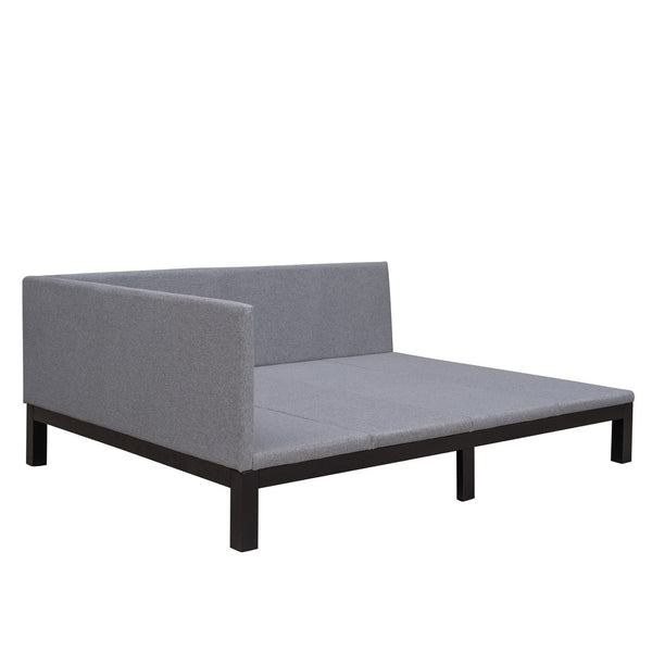 HomeRoots Gray Tufted Upholstered Full Daybed - Stylish Convertible Seating & Sleeping Solution for Small Spaces 590595