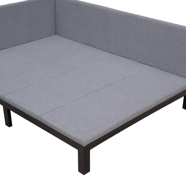 HomeRoots Gray Tufted Upholstered Full Daybed - Stylish Convertible Seating & Sleeping Solution for Small Spaces 590595
