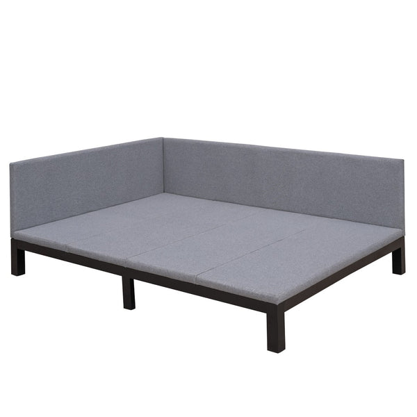 HomeRoots Gray Tufted Upholstered Full Daybed - Stylish Convertible Seating & Sleeping Solution for Small Spaces 590595