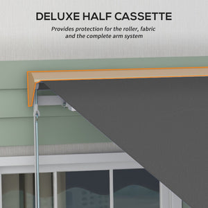 English Elm Outsunny 13' X 10' Motorized Retractable Awning With Led Lights, Uv Protection & Remote Control W2225P200428-GIGA