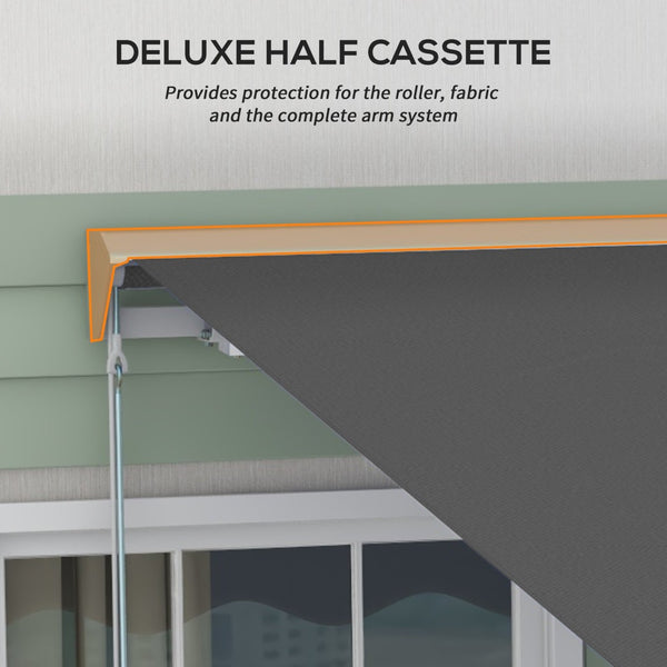 English Elm Outsunny 13' X 10' Motorized Retractable Awning With Led Lights, Uv Protection & Remote Control W2225P200428-GIGA