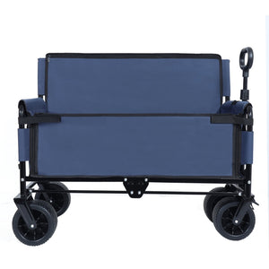 English Elm 3-in-1 Convertible Folding Wagon with Bench Seat Steel Frame 500lb Capacity Dark Blue W2932P283541