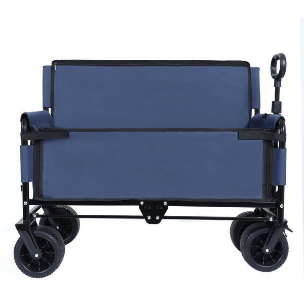 English Elm 3-in-1 Convertible Folding Wagon with Bench Seat Steel Frame 500lb Capacity Dark Blue W2932P283541