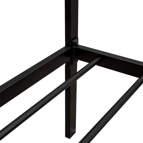 HomeRoots Black Metal Twin House Bed with Trundle - Stylish, Sturdy Frame for Kids' Rooms & Guest Spaces 590601