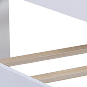 HomeRoots White Wood Twin Bed Frame with Trundle - Stylish Space-Saving Design for Kids & Guests, Easy Setup! 590605