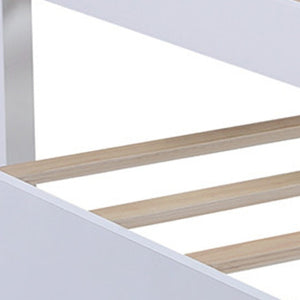 HomeRoots White Wood Twin Bed Frame with Trundle - Stylish Space-Saving Design for Kids & Guests, Easy Setup! 590605