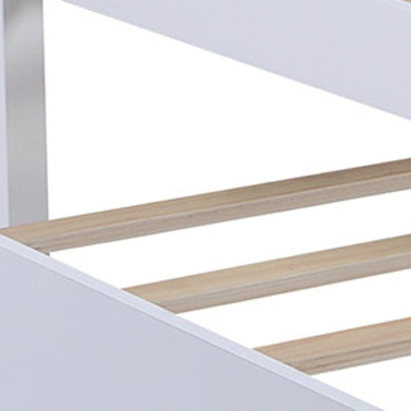 HomeRoots White Wood Twin Bed Frame with Trundle - Stylish Space-Saving Design for Kids & Guests, Easy Setup! 590605