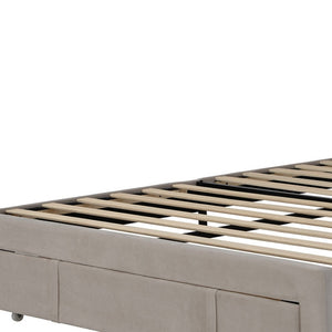 HomeRoots Beige Tufted Upholstered Queen Bed Frame with Drawer - Elegant Design, Cozy Comfort & Storage Solution 590607