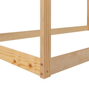 HomeRoots Natural Wood Twin House Bed Frame - Stylish, Durable, Modern Farmhouse Design for Kids & Guests 590611