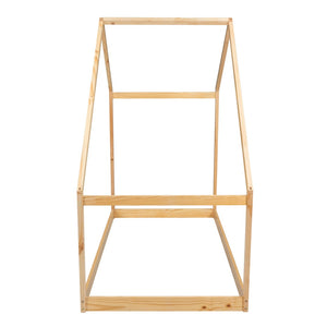 HomeRoots Natural Wood Twin House Bed Frame - Stylish, Durable, Modern Farmhouse Design for Kids & Guests 590611