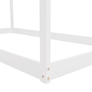 HomeRoots White Wood Twin House Bed Frame for Kids – Modern, Durable Design with Cozy Playful Touch, 300 lbs Capacity 590615