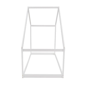 HomeRoots White Wood Twin House Bed Frame for Kids – Modern, Durable Design with Cozy Playful Touch, 300 lbs Capacity 590615