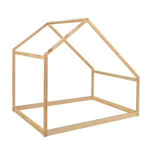 HomeRoots Natural Wood Full House Bed Frame – Modern Design, Durable Construction, Perfect for Cozy Bedrooms 590617