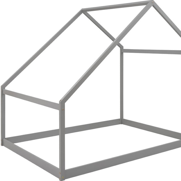 HomeRoots Gray Wood Full House Bed – Modern Design, Sturdy Frame, and Stylish Support for Every Bedroom Decor 590619