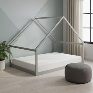 HomeRoots Gray Wood Full House Bed – Modern Design, Sturdy Frame, and Stylish Support for Every Bedroom Decor 590619