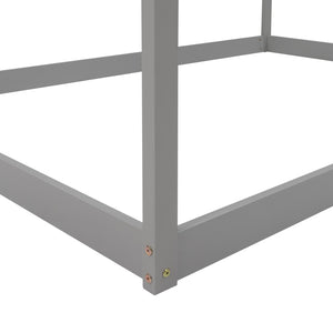 HomeRoots Gray Wood Full House Bed – Modern Design, Sturdy Frame, and Stylish Support for Every Bedroom Decor 590619