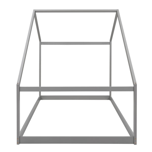 HomeRoots Gray Wood Full House Bed – Modern Design, Sturdy Frame, and Stylish Support for Every Bedroom Decor 590619