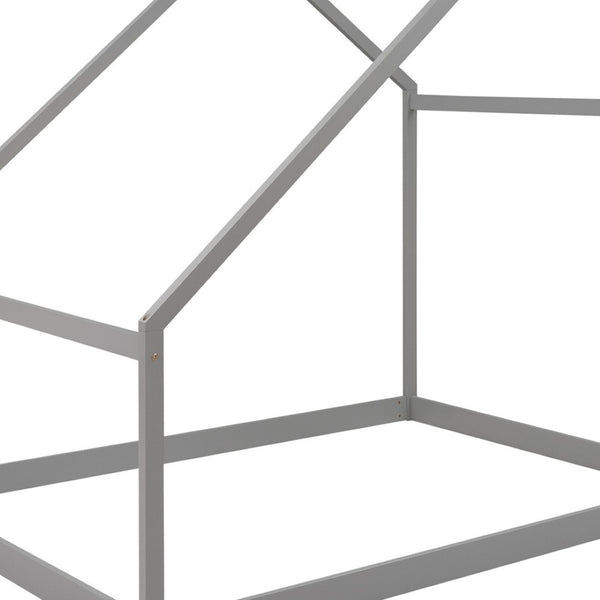 HomeRoots Gray Wood Full House Bed – Modern Design, Sturdy Frame, and Stylish Support for Every Bedroom Decor 590619