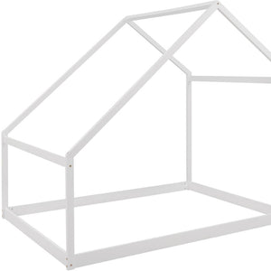 HomeRoots White Wood Full House Bed – Modern Sturdy Frame for Serene Bedrooms, Supports Up to 300 lbs, No Box Spring 590621
