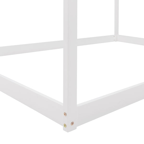 HomeRoots White Wood Full House Bed – Modern Sturdy Frame for Serene Bedrooms, Supports Up to 300 lbs, No Box Spring 590621