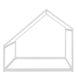 HomeRoots White Wood Full House Bed – Modern Sturdy Frame for Serene Bedrooms, Supports Up to 300 lbs, No Box Spring 590621