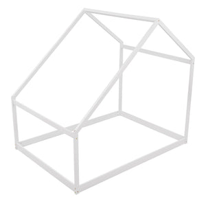 HomeRoots White Wood Full House Bed – Modern Sturdy Frame for Serene Bedrooms, Supports Up to 300 lbs, No Box Spring 590621