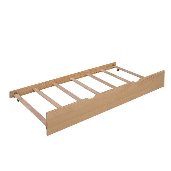 HomeRoots Natural Wood Full House Bed with Trundle - Stylish, Durable Design for Cozy Bedrooms & Sleepovers! 590623
