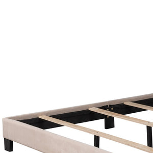 HomeRoots Beige Tufted Upholstered Queen Bed Frame - Elegant Design with Sturdy Platform Support & Modern Style 590625