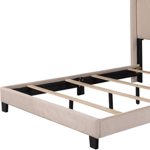 HomeRoots Beige Tufted Upholstered Queen Bed Frame - Elegant Design with Sturdy Platform Support & Modern Style 590625