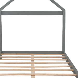 HomeRoots Gray Wood Full Bed Frame - Elegant Design, Durable Construction, Modern Aesthetic for Stylish Sleep Space 590631