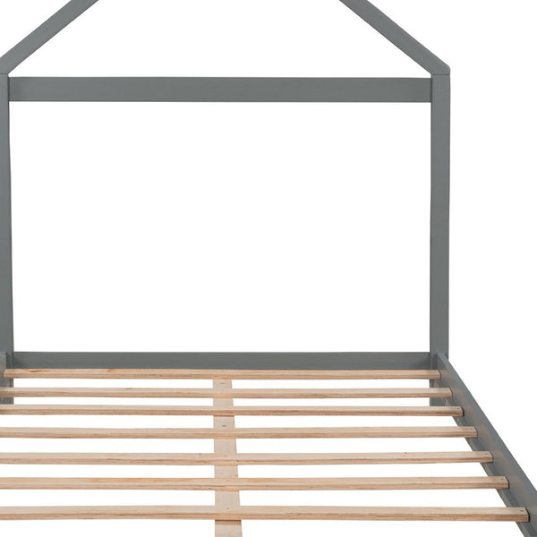 HomeRoots Gray Wood Full Bed Frame - Elegant Design, Durable Construction, Modern Aesthetic for Stylish Sleep Space 590631