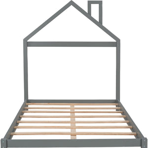 HomeRoots Gray Wood Full Bed Frame - Elegant Design, Durable Construction, Modern Aesthetic for Stylish Sleep Space 590631