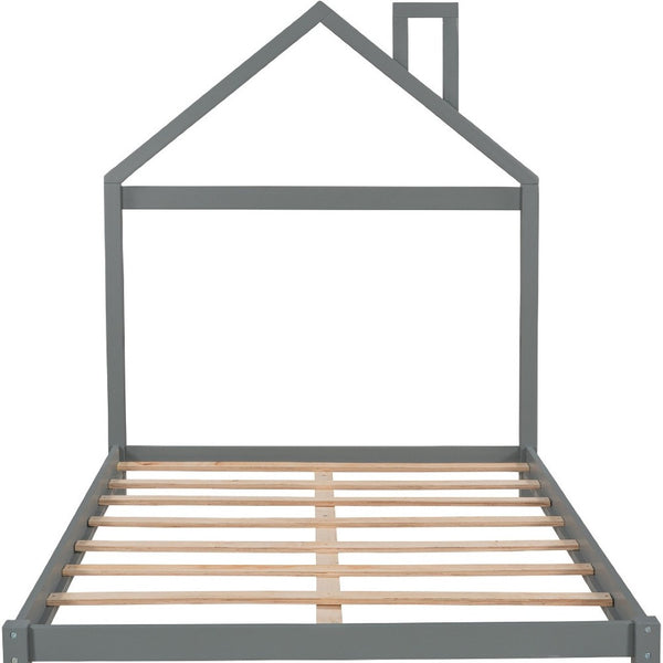 HomeRoots Gray Wood Full Bed Frame - Elegant Design, Durable Construction, Modern Aesthetic for Stylish Sleep Space 590631