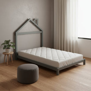 HomeRoots Gray Wood Full Bed Frame - Elegant Design, Durable Construction, Modern Aesthetic for Stylish Sleep Space 590631