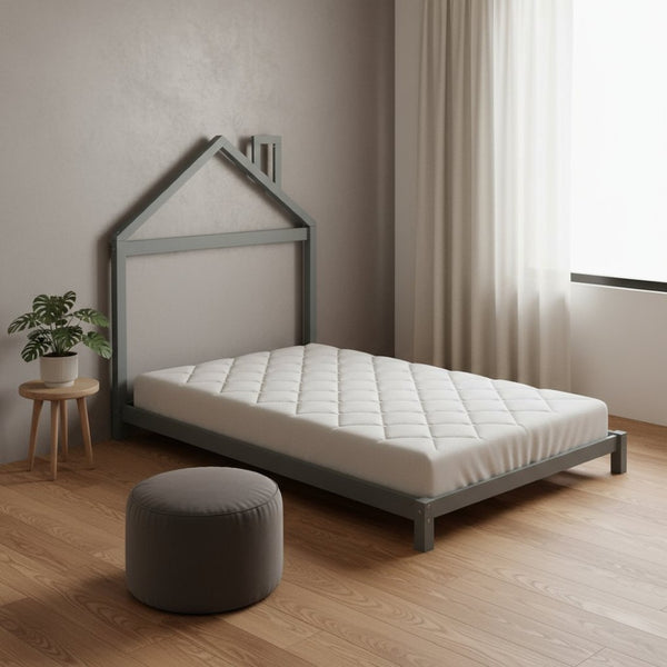 HomeRoots Gray Wood Full Bed Frame - Elegant Design, Durable Construction, Modern Aesthetic for Stylish Sleep Space 590631