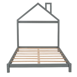 HomeRoots Gray Wood Full Bed Frame - Elegant Design, Durable Construction, Modern Aesthetic for Stylish Sleep Space 590631