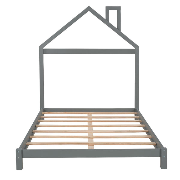 HomeRoots Gray Wood Full Bed Frame - Elegant Design, Durable Construction, Modern Aesthetic for Stylish Sleep Space 590631