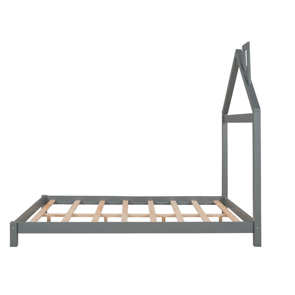 HomeRoots Gray Wood Full Bed Frame - Elegant Design, Durable Construction, Modern Aesthetic for Stylish Sleep Space 590631