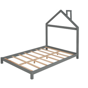 HomeRoots Gray Wood Full Bed Frame - Elegant Design, Durable Construction, Modern Aesthetic for Stylish Sleep Space 590631