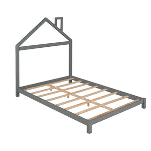 HomeRoots Gray Wood Full Bed Frame - Elegant Design, Durable Construction, Modern Aesthetic for Stylish Sleep Space 590631