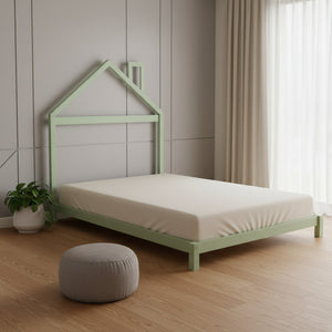 HomeRoots Green Wood Full Bed Frame - Modern Platform Design for a Tranquil Bedroom Oasis, No Box Spring Needed 590633