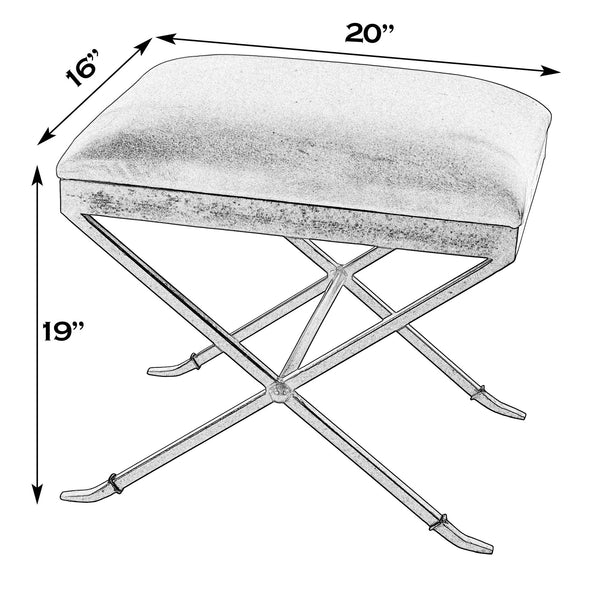 Butler Specialty Butler Leather & Iron Upholstered Accent Stool - 20" Chic Brown & Black Design For Modern Spaces Brown,Black Iron,Leather 5906344-butler