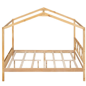 HomeRoots Natural Wood Full Bed Frame - Durable Platform Design with Modern Minimalist Style for Cozy Sleep 590639